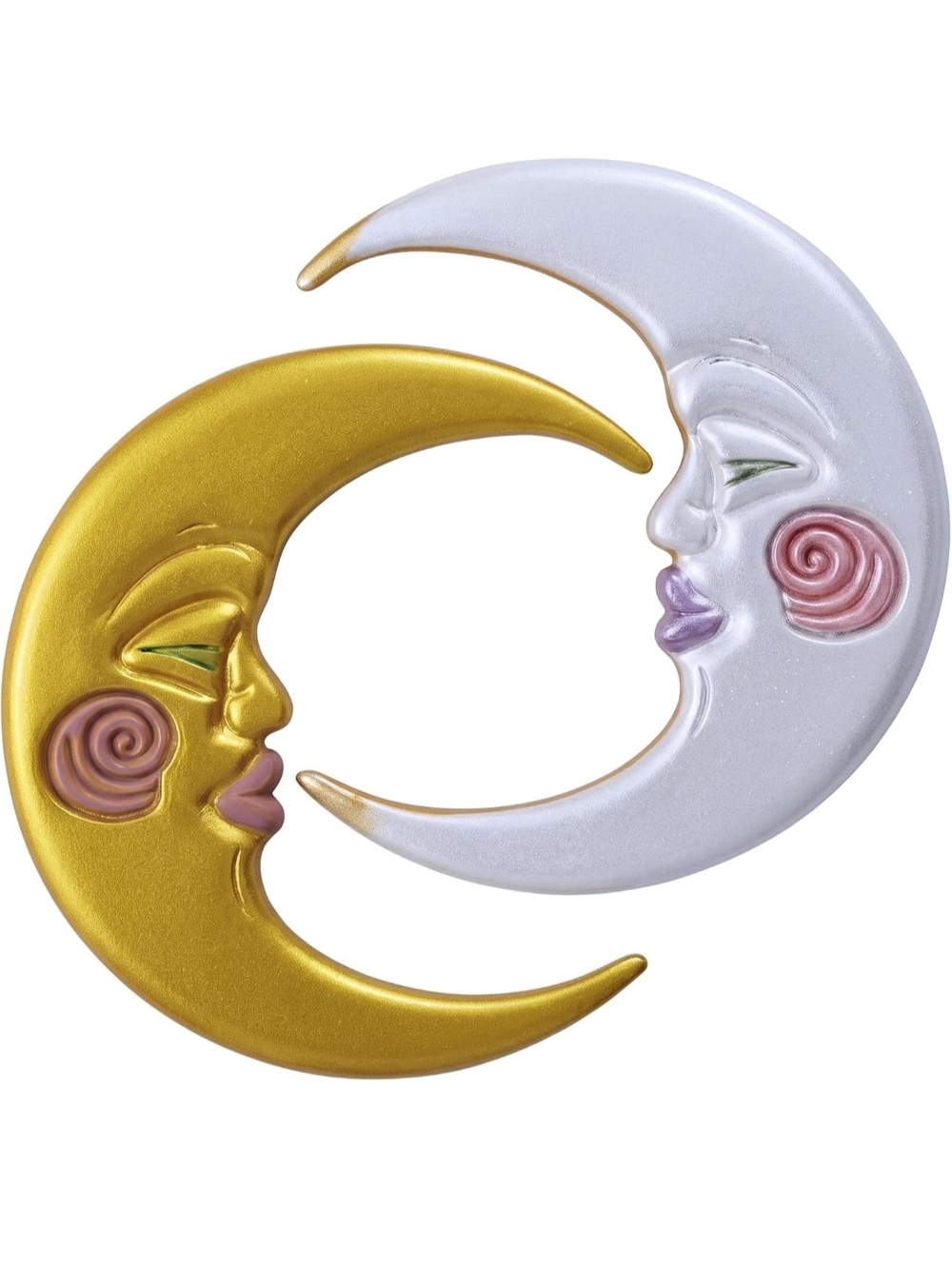 Gold and Silver Crescent Moon Wall Accent - Decorative Dual-Tone Moons